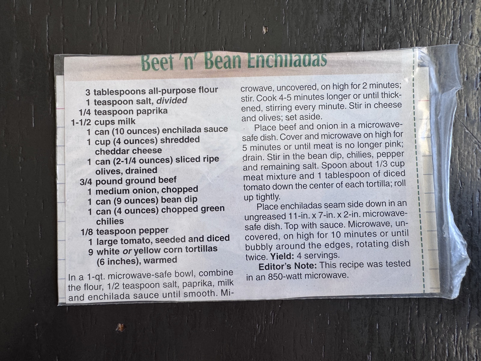 Recipe card preview for Beef 'n' Bean Enchiladas