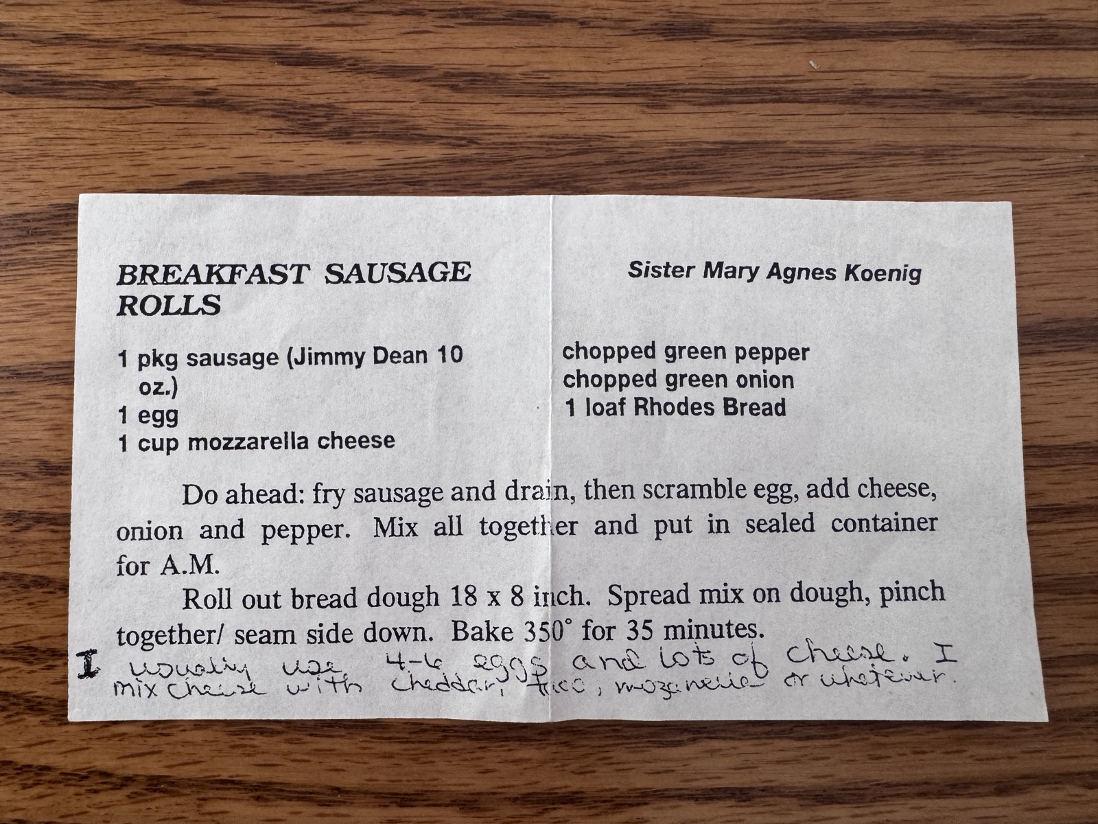 Recipe card preview for Breakfast Sausage Rolls