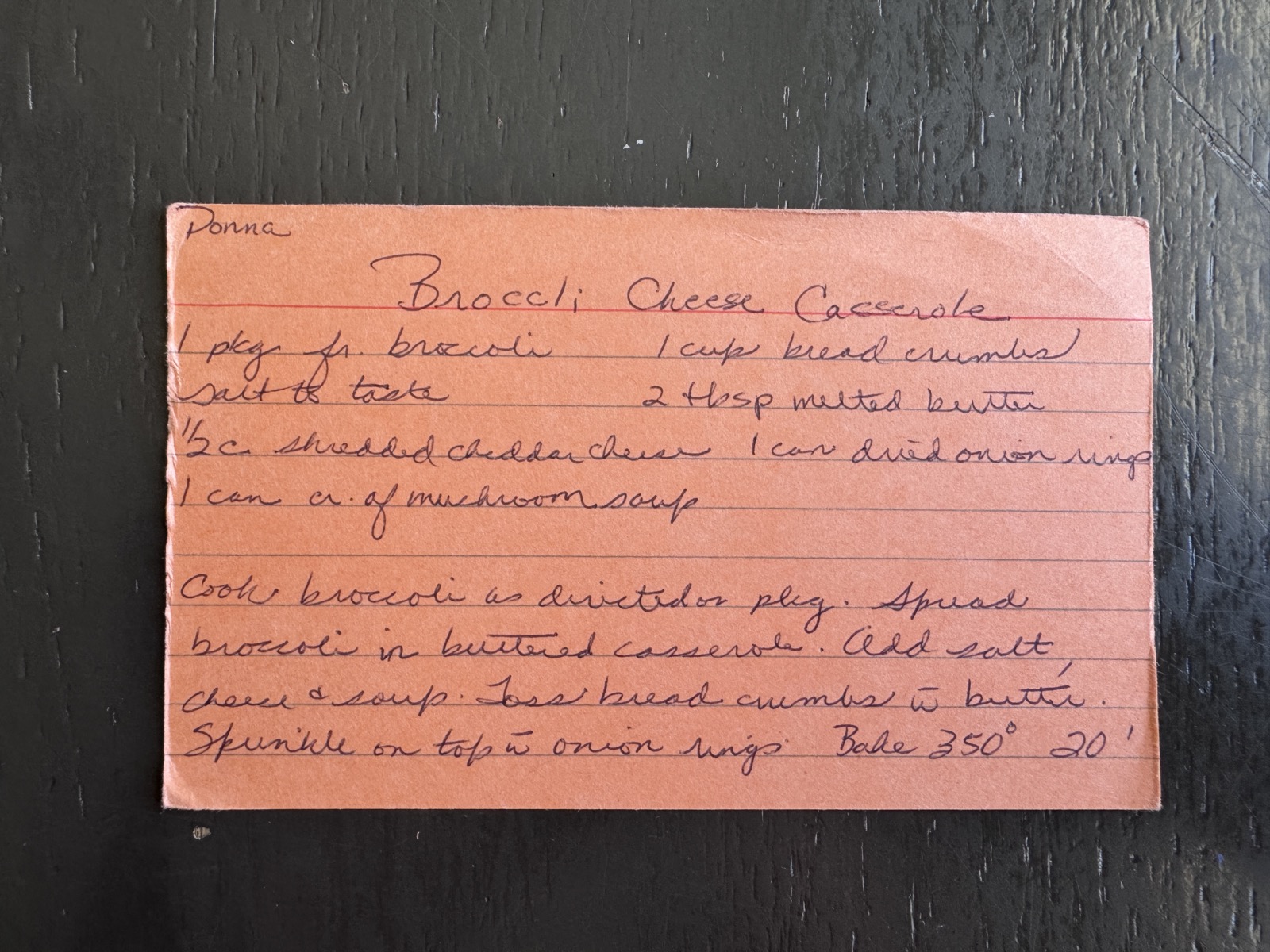 Recipe card preview for Broccoli Cheese Casserole