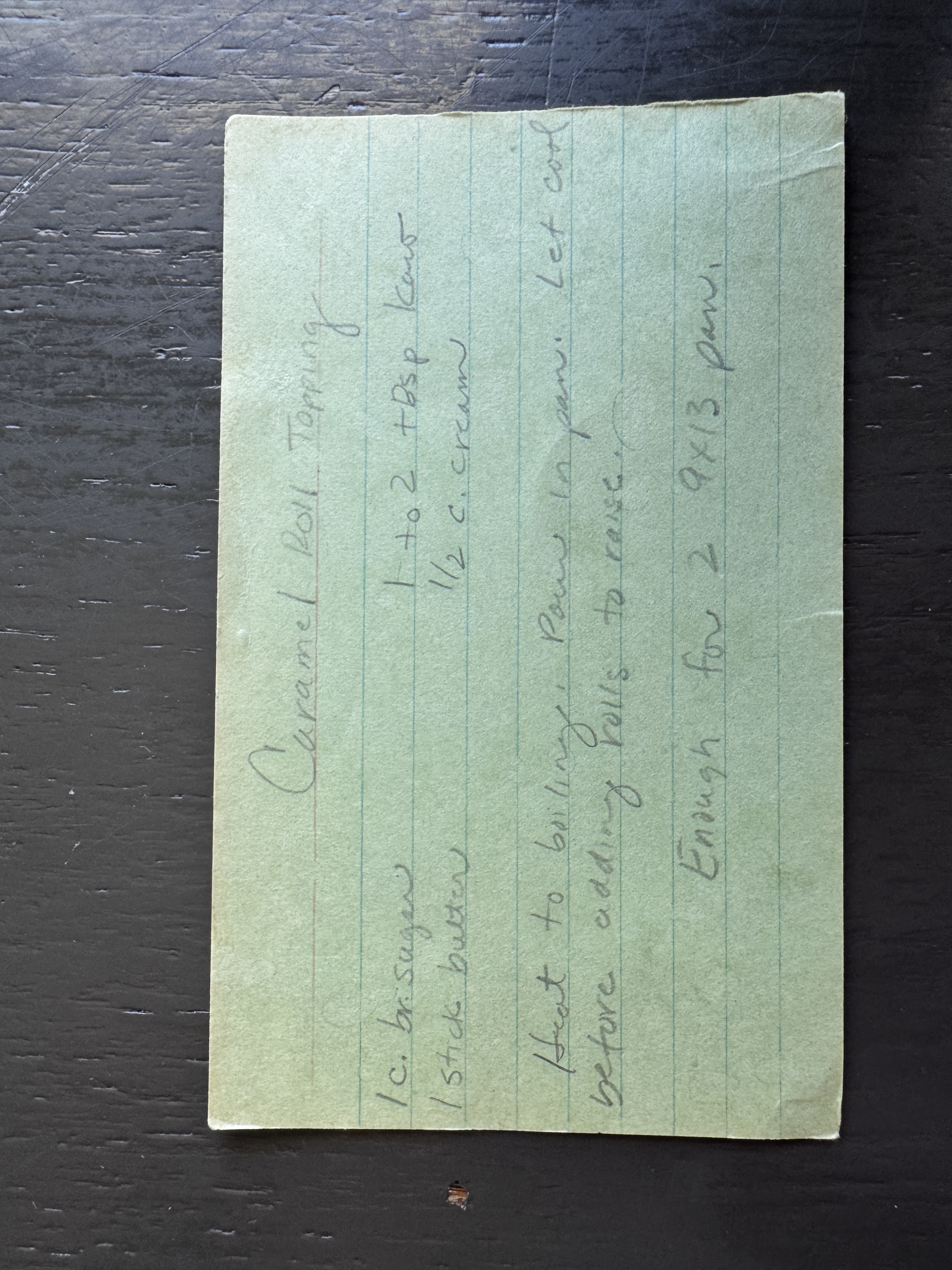 Recipe card preview for Caramel Roll Topping