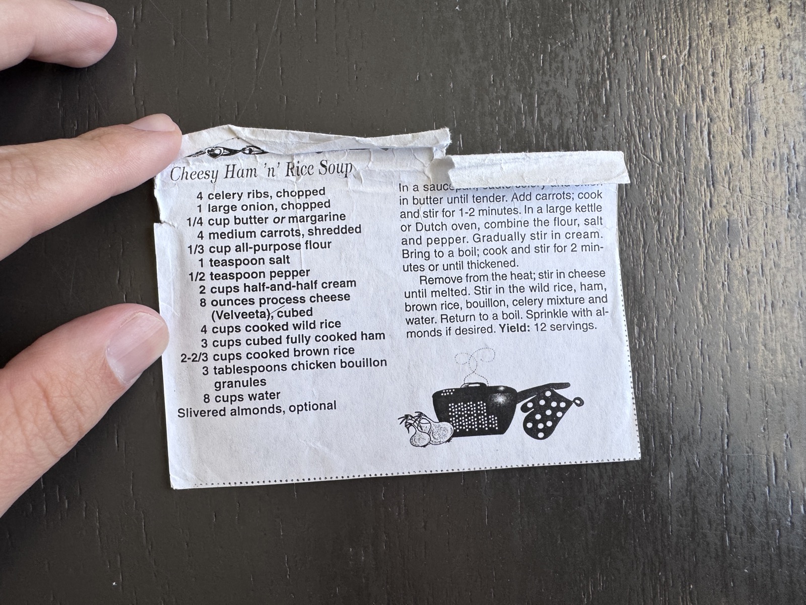 Recipe card preview for Cheesy Ham 'n' Rice Soup