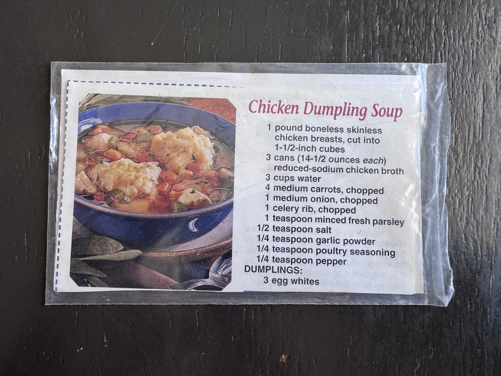 Recipe card preview for Chicken Dumpling Soup