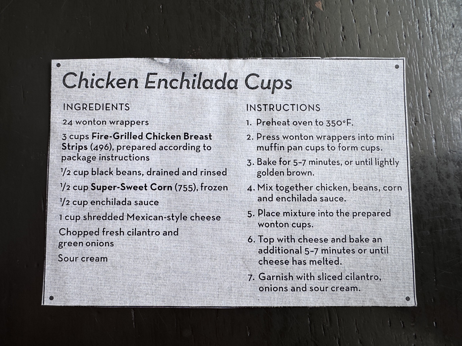 Recipe card preview for Chicken Enchilada Cups