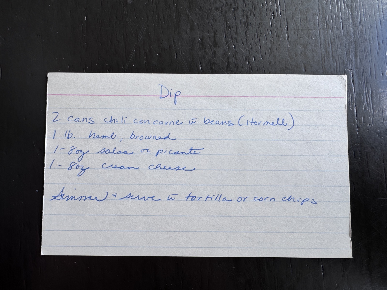 Recipe card preview for Chili Con Carne Dip