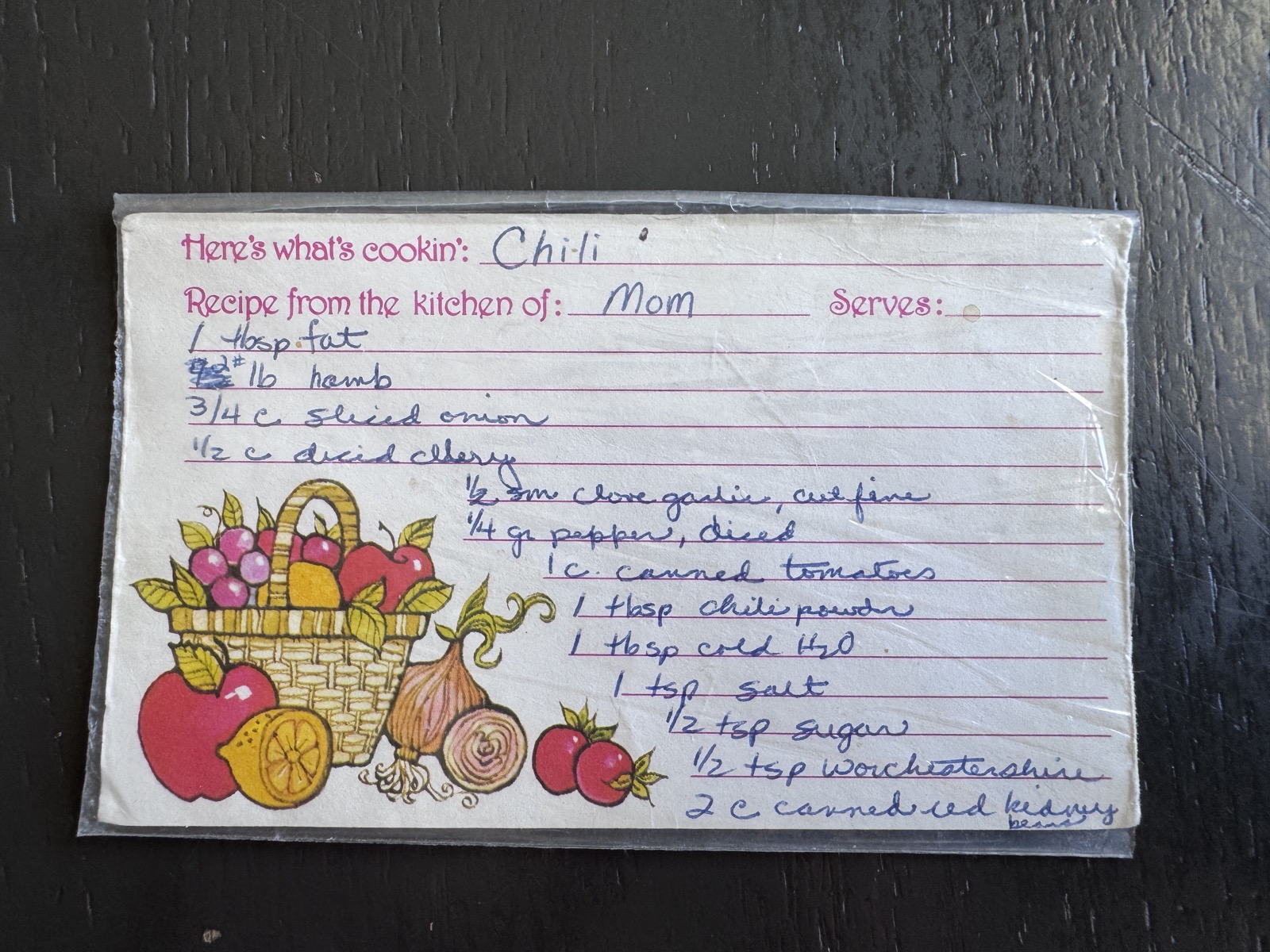 Recipe card preview for Chili