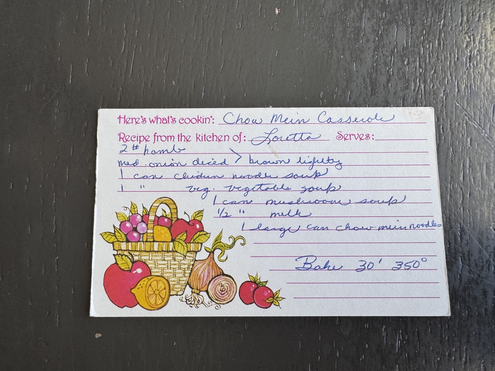 Recipe card preview for Chow Mein Casserole