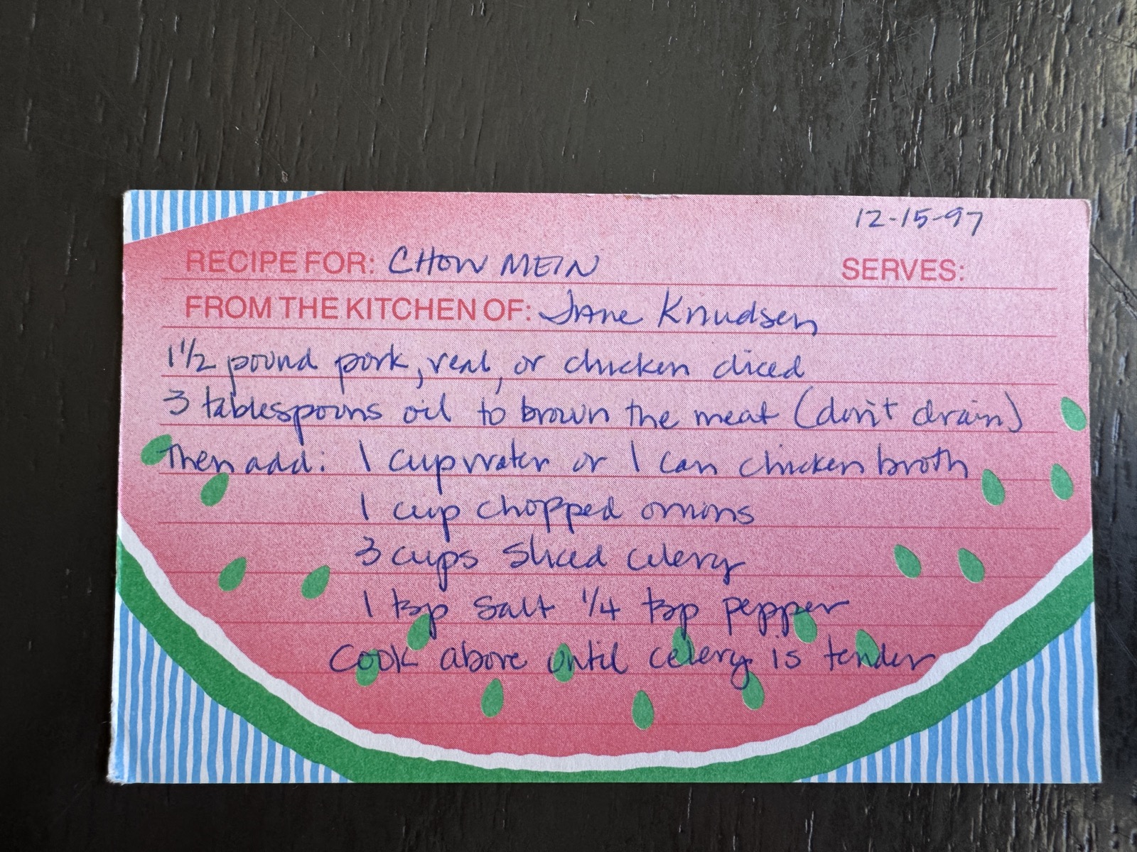 Recipe card preview for Chow Mein