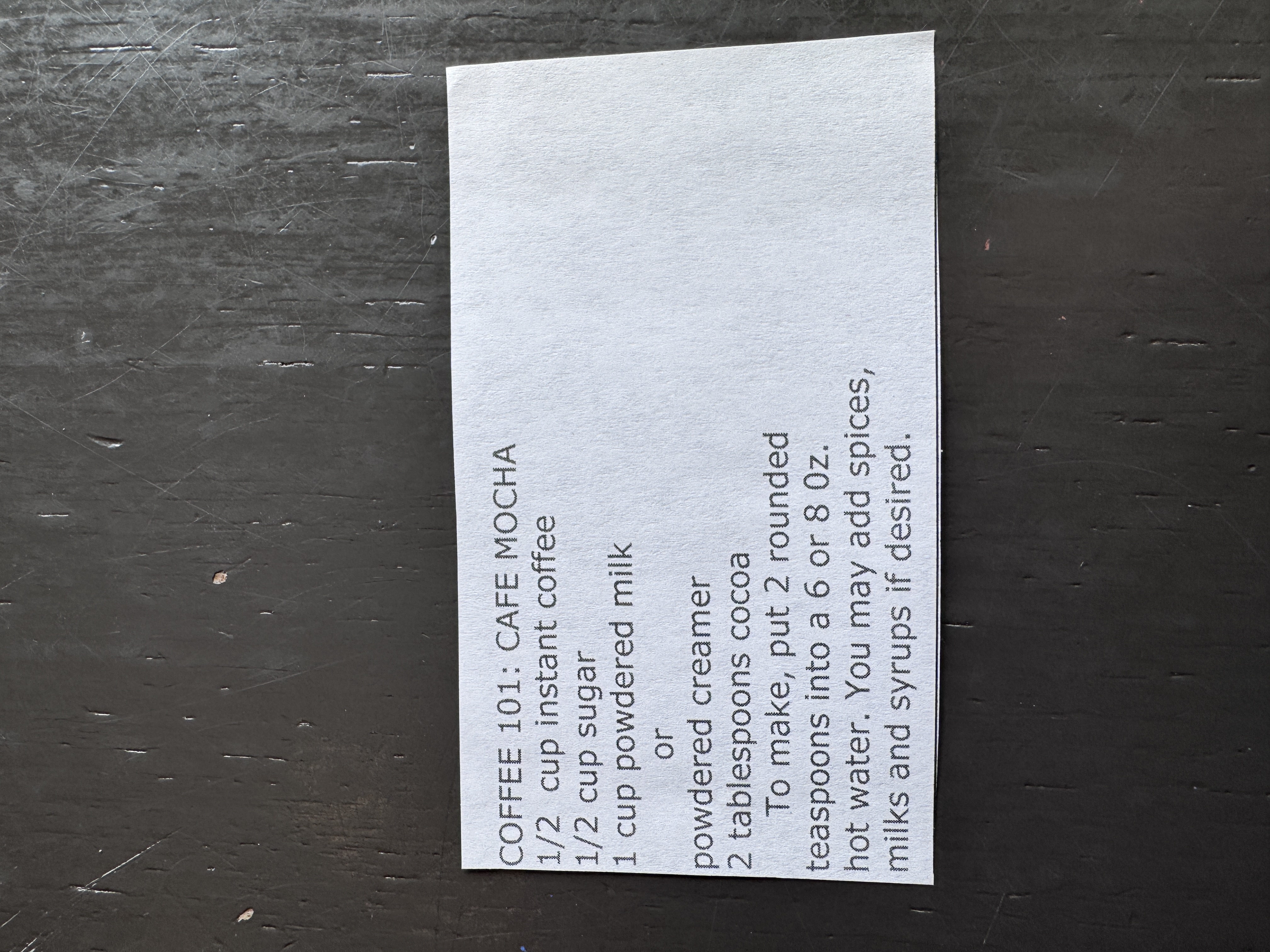 Recipe card preview for Coffee 101 Cafe Mocha