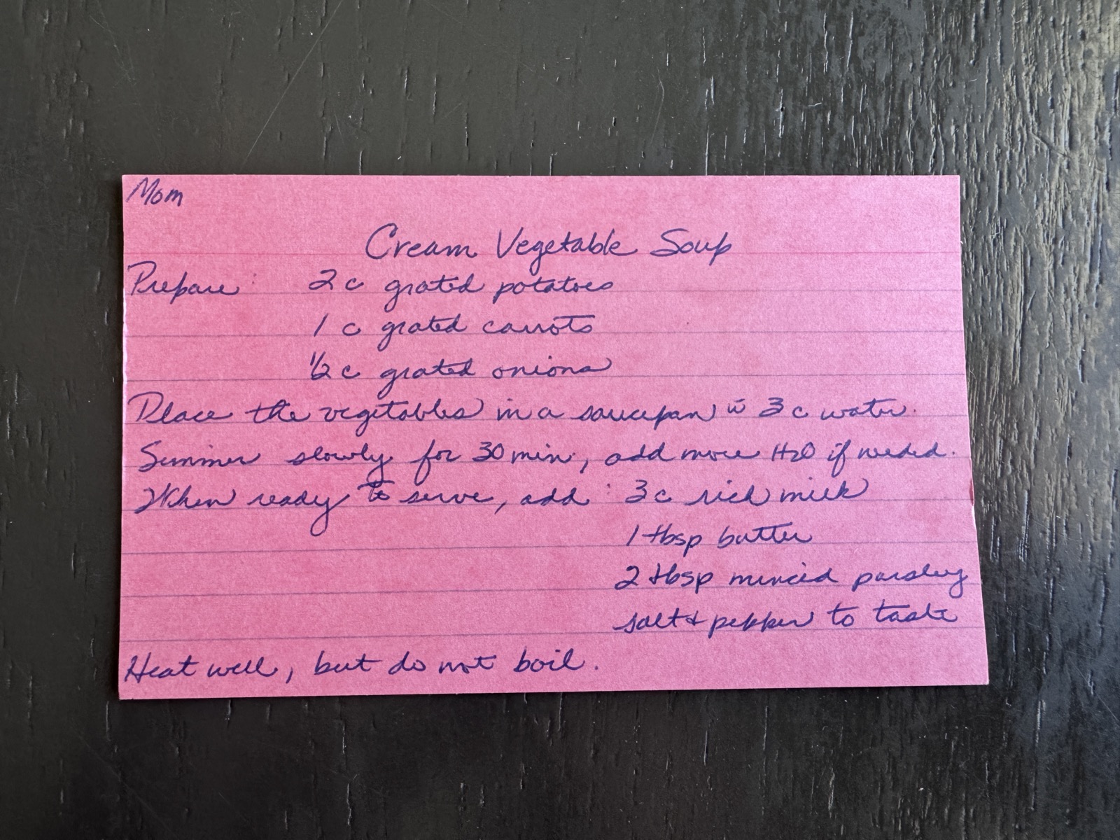 Recipe card preview for Cream Vegetable Soup