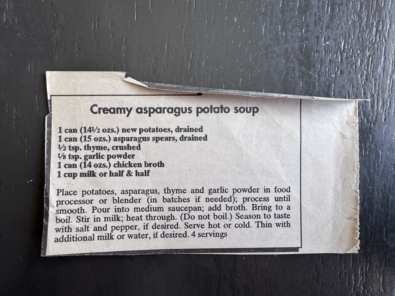 Recipe card preview for Creamy Asparagus Potato Soup