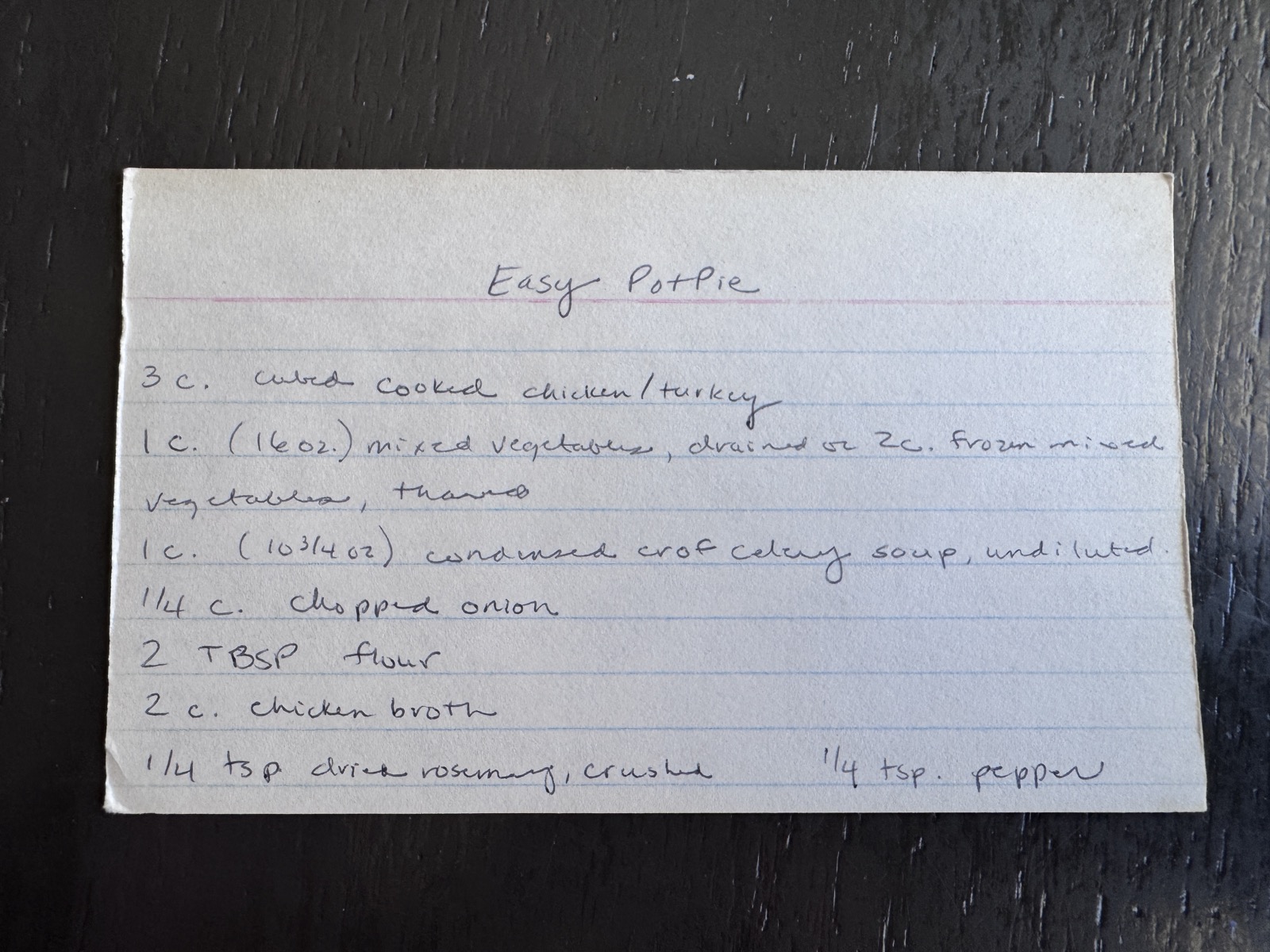 Recipe card preview for Easy Pot Pie