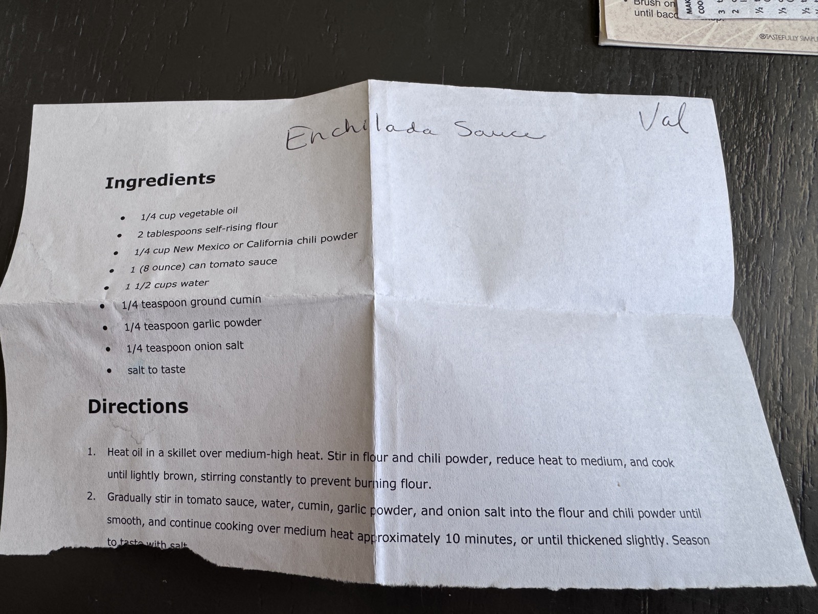 Recipe card preview for Enchilada Sauce