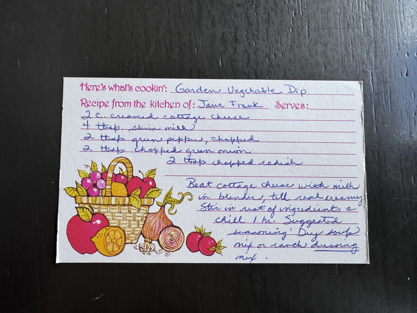 Recipe card preview for Garden Vegetable Dip