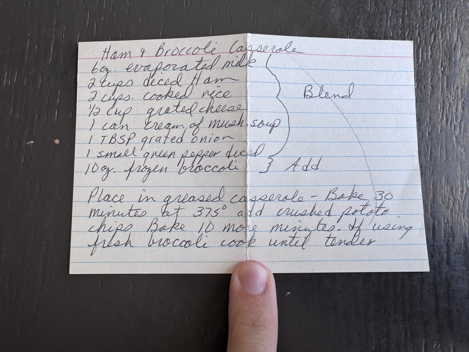 Recipe card preview for Ham & Broccoli Casserole