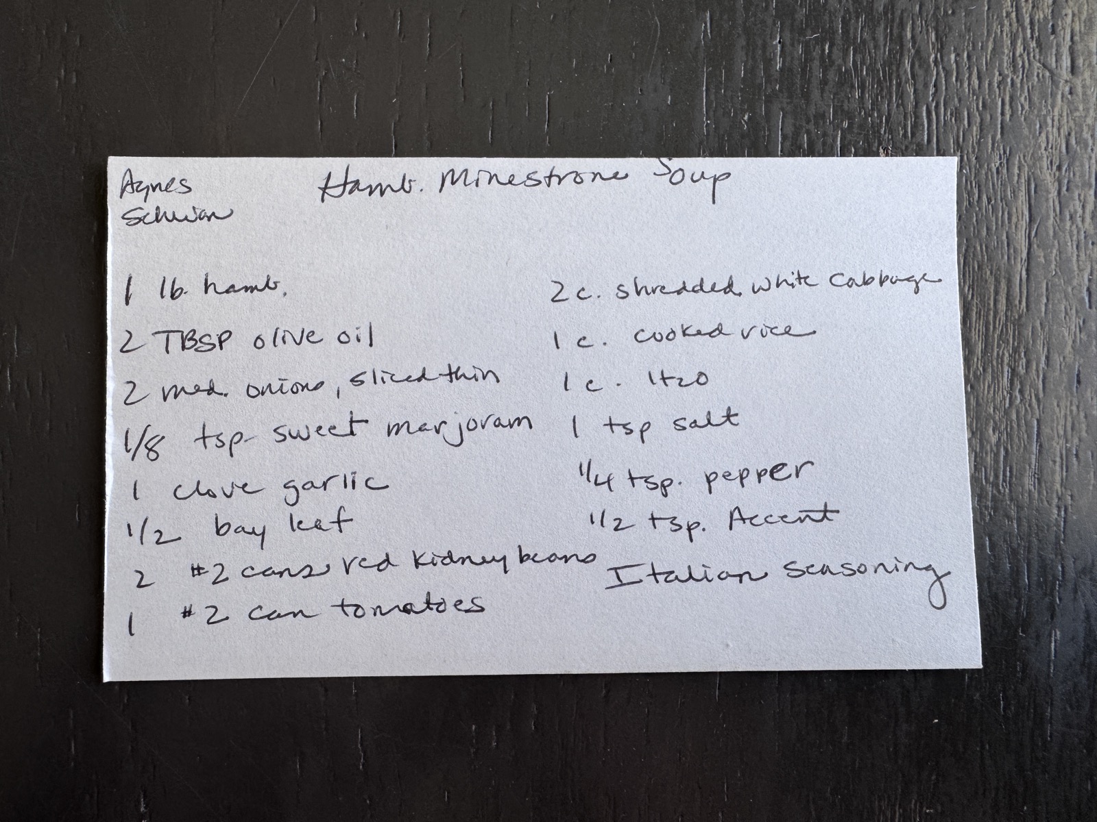 Recipe card preview for Ham Minestrone Soup