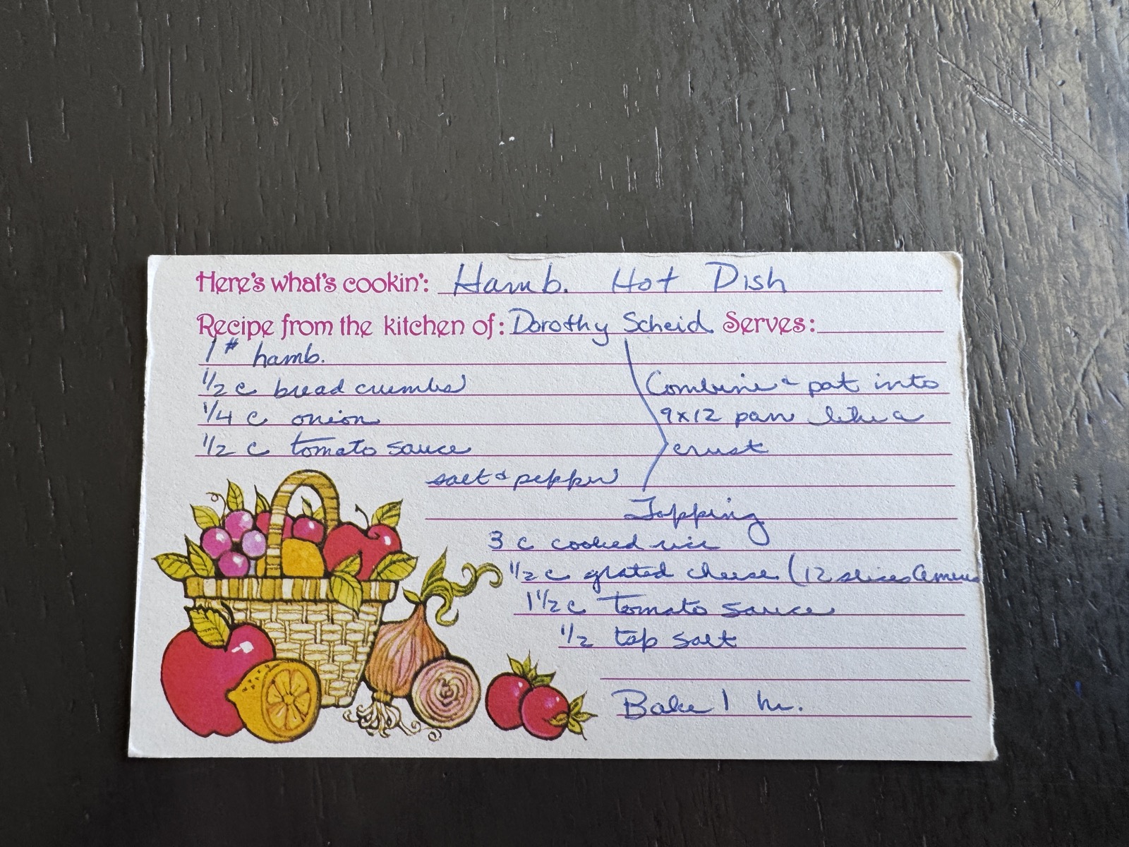 Recipe card preview for Hamb. Hot Dish