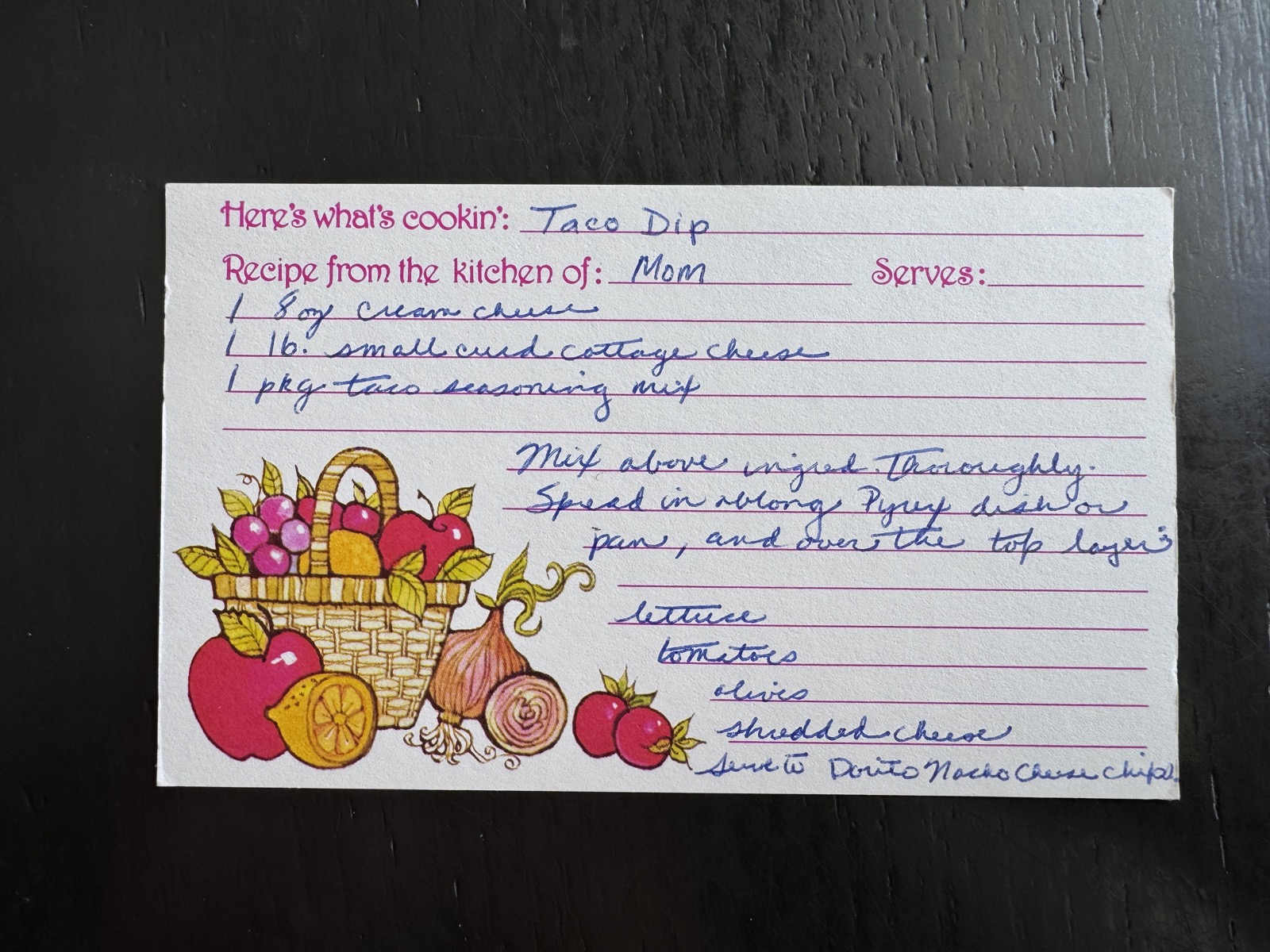 Recipe card preview for Here's what's cookin': Taco Dip