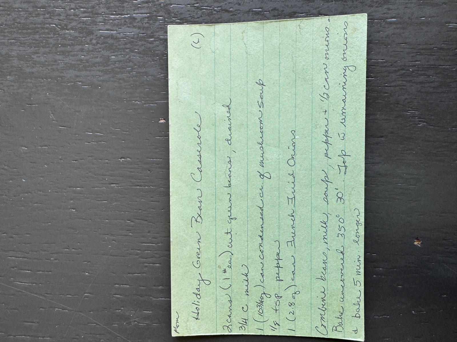 Recipe card preview for Holiday Green Bean Casserole