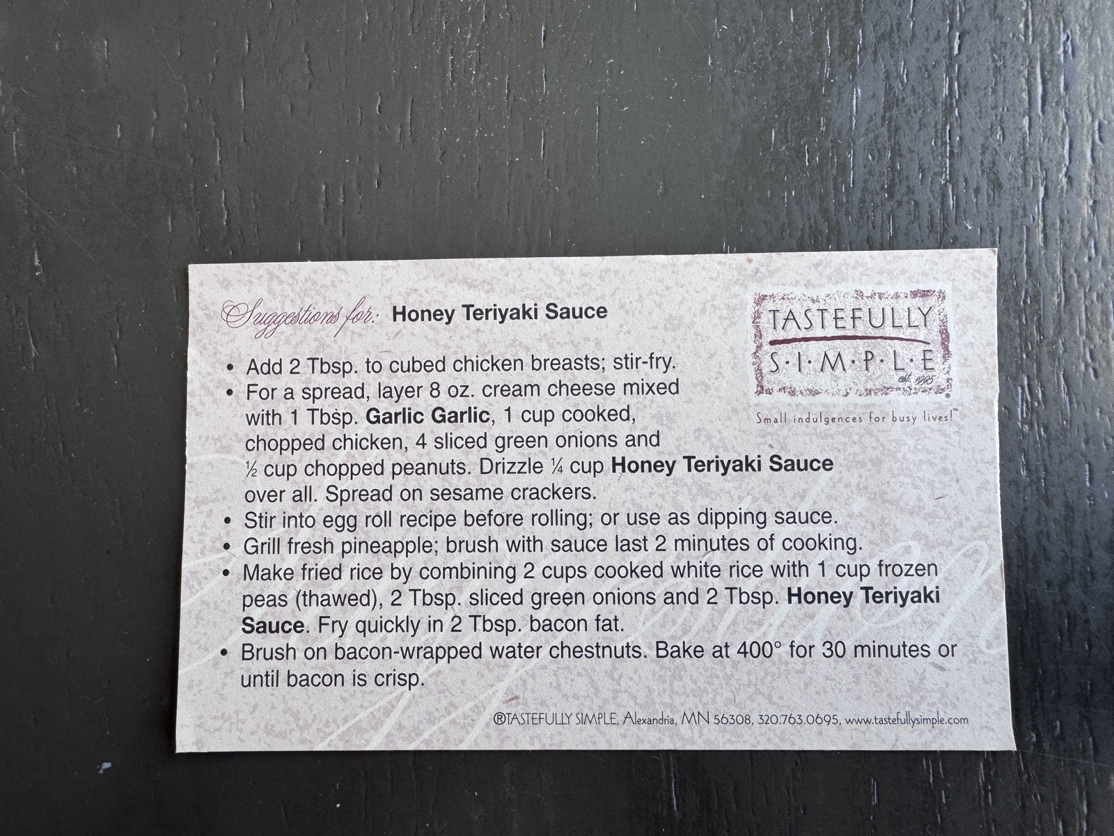 Recipe card preview for Honey Teriyaki Sauce