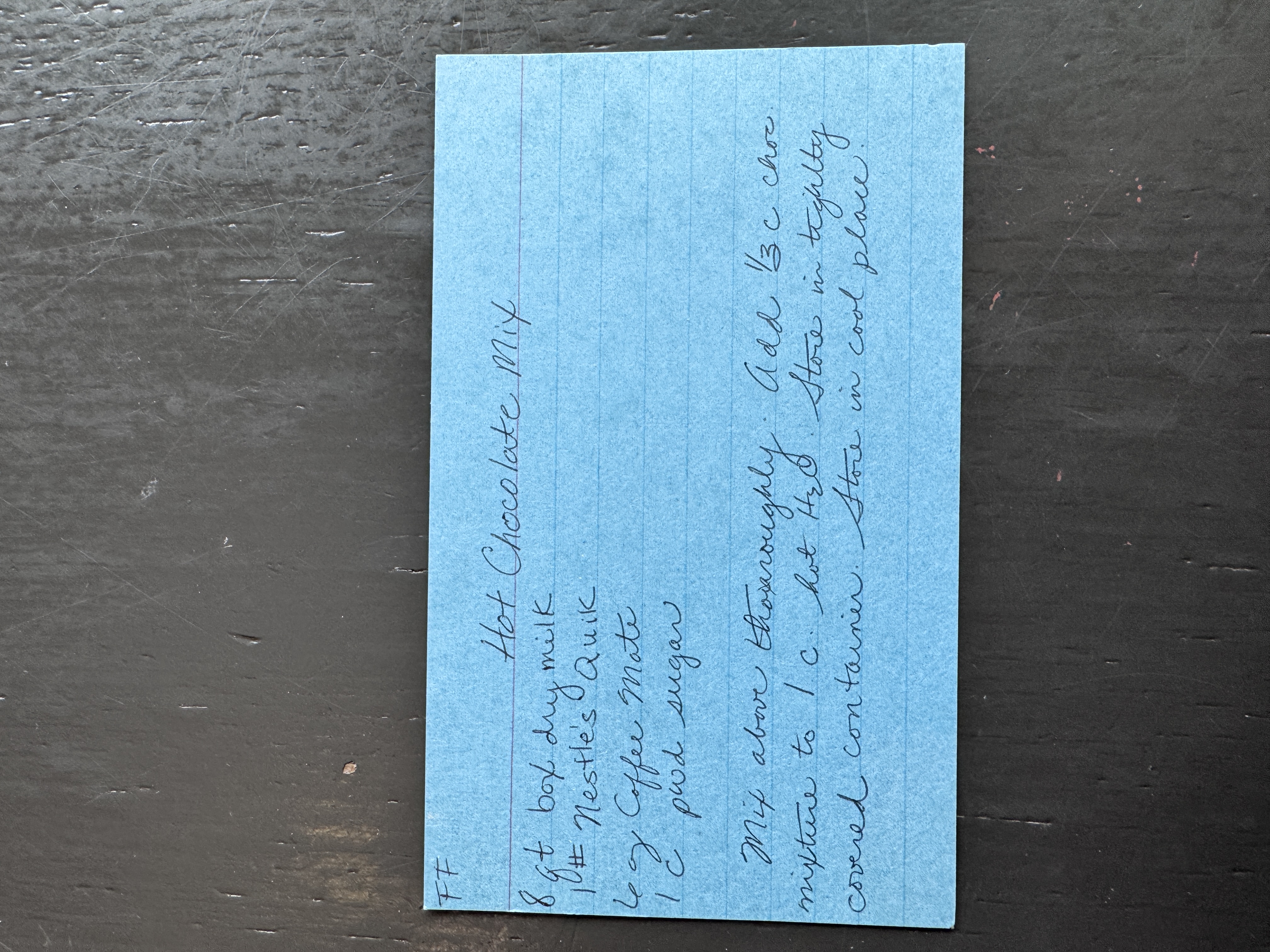 Recipe card preview for Hot Chocolate Mix