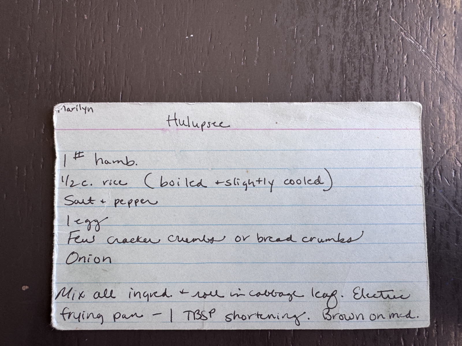 Recipe card preview for Hulupsie