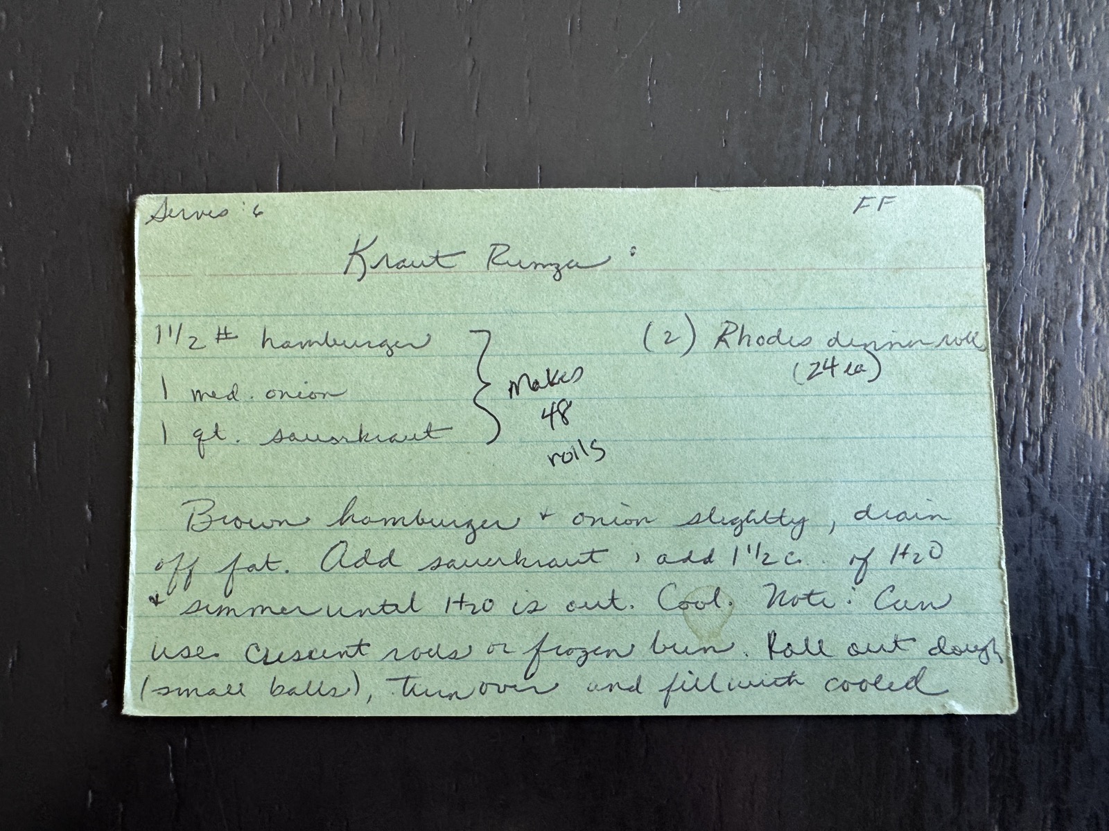 Recipe card preview for Kraut Runza