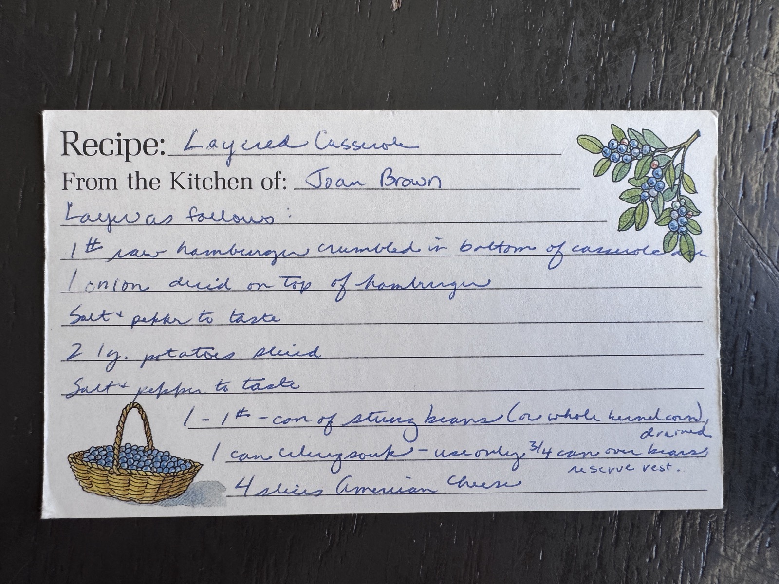 Recipe card preview for Layered Casserole