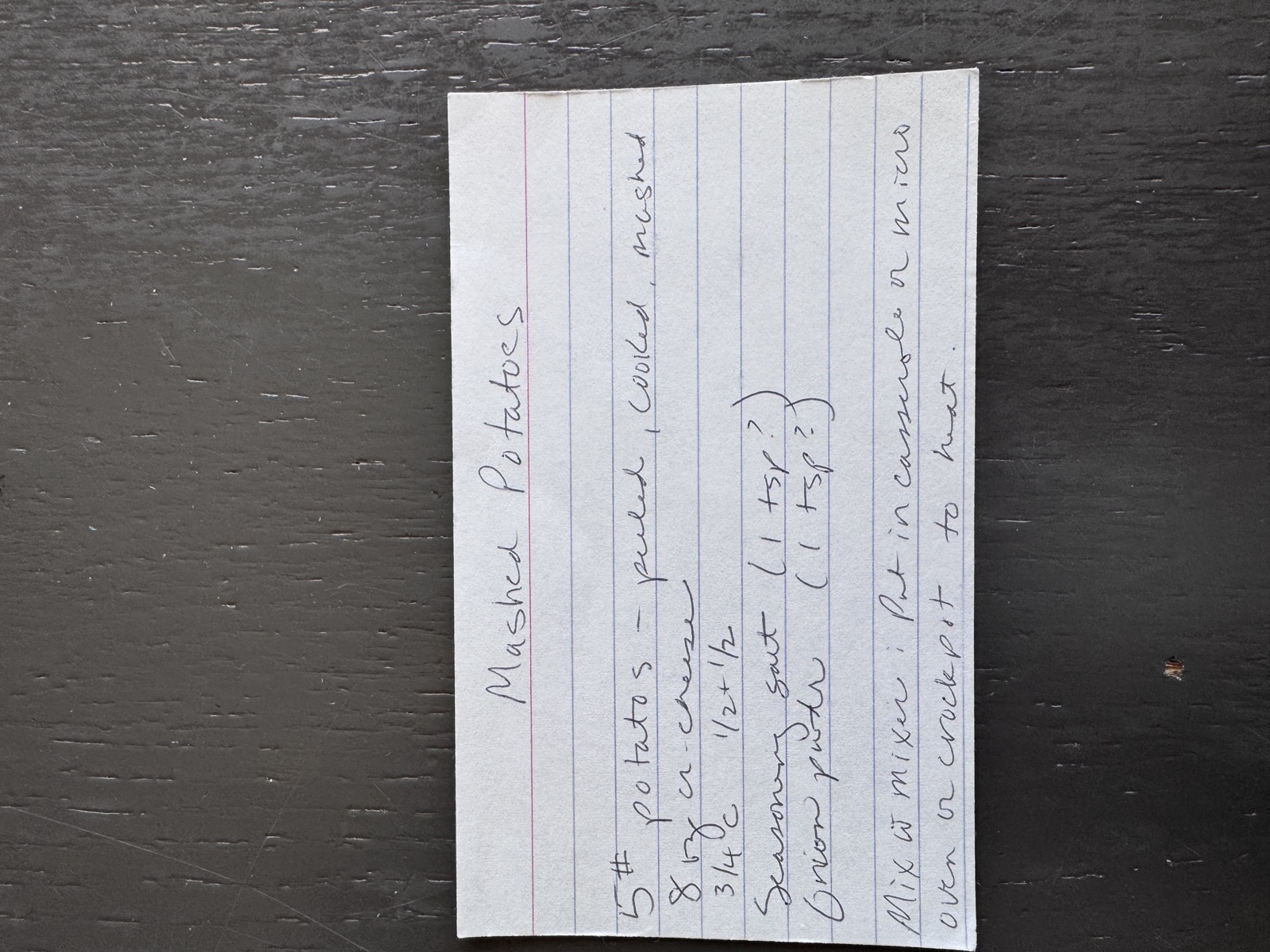 Recipe card preview for Mashed Potatoes