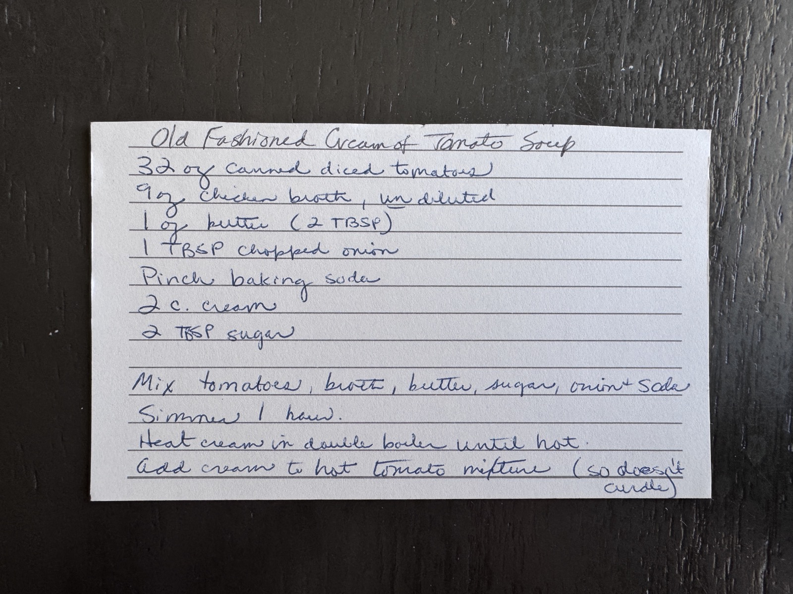 Recipe card preview for Old Fashioned Cream of Tomato Soup