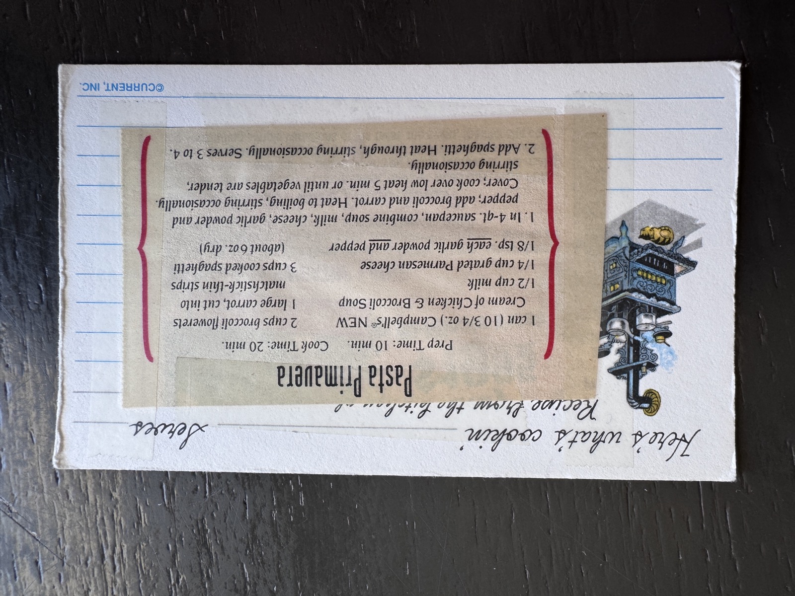 Recipe card preview for Pasta Primavera