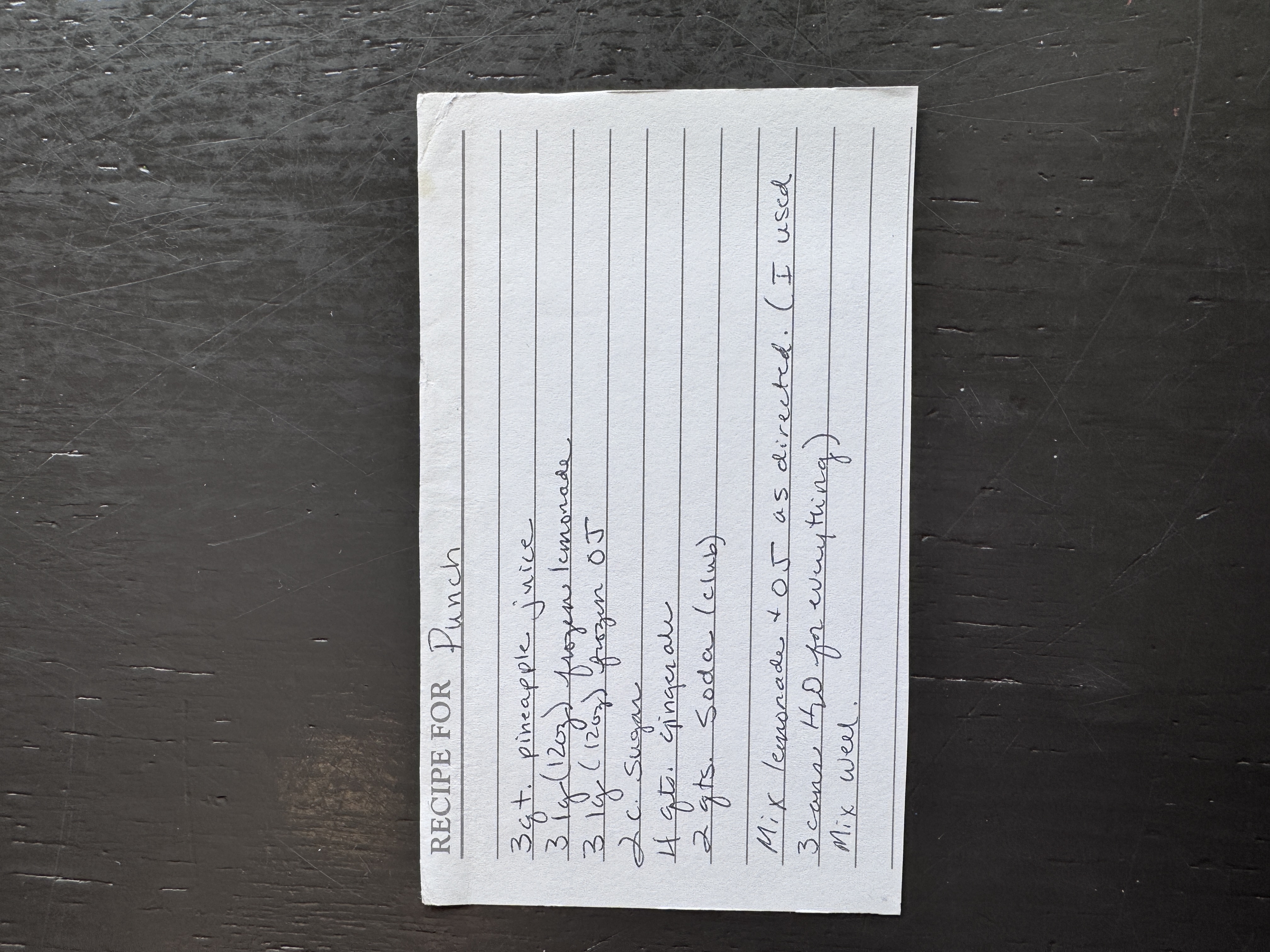 Recipe card preview for Punch