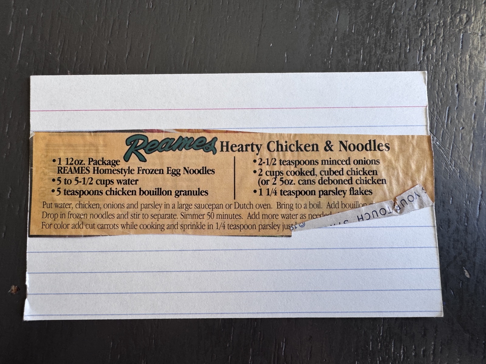 Recipe card preview for Reames Hearty Chicken & Noodles