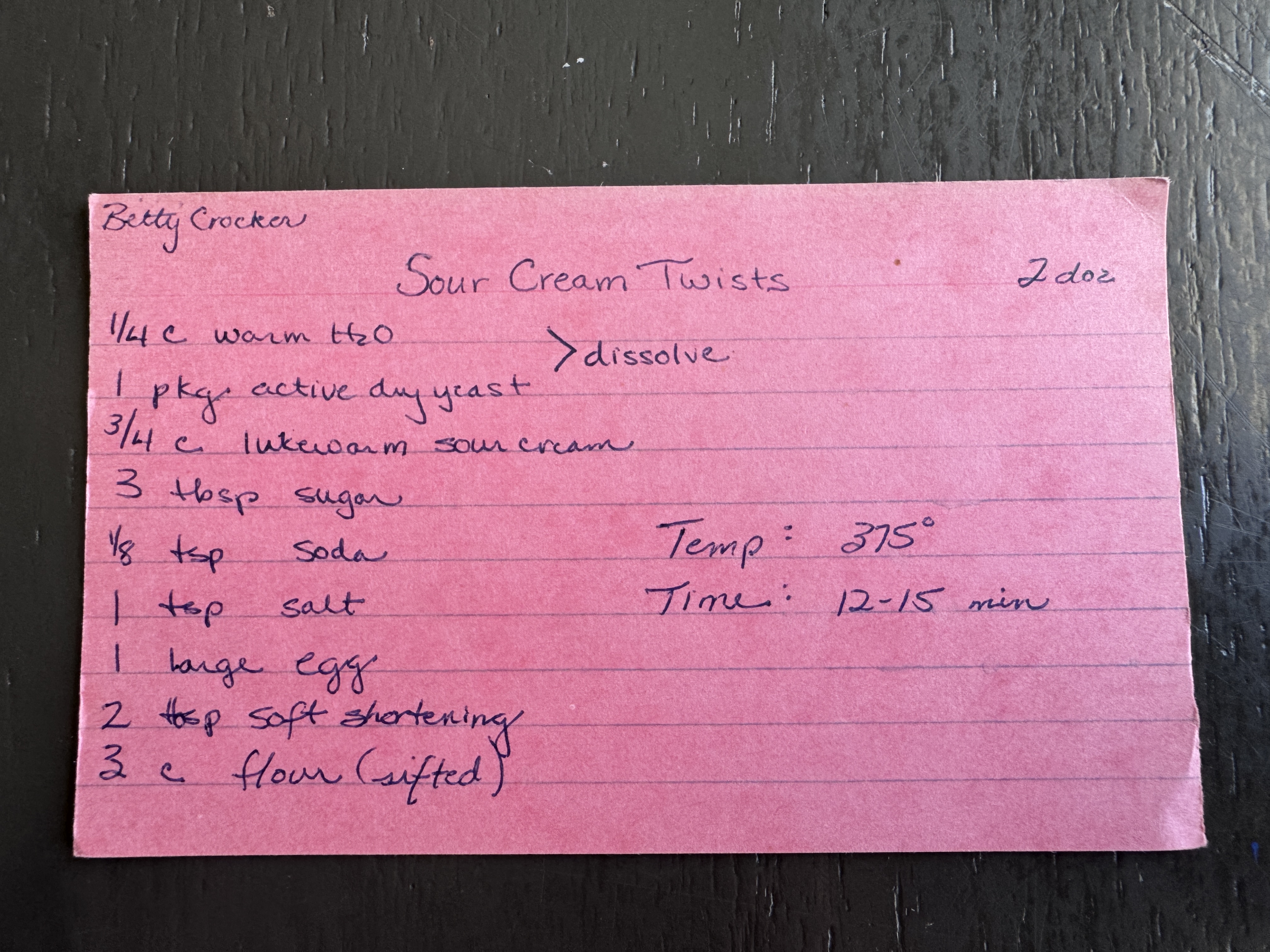 Recipe card preview for Sour Cream Twists