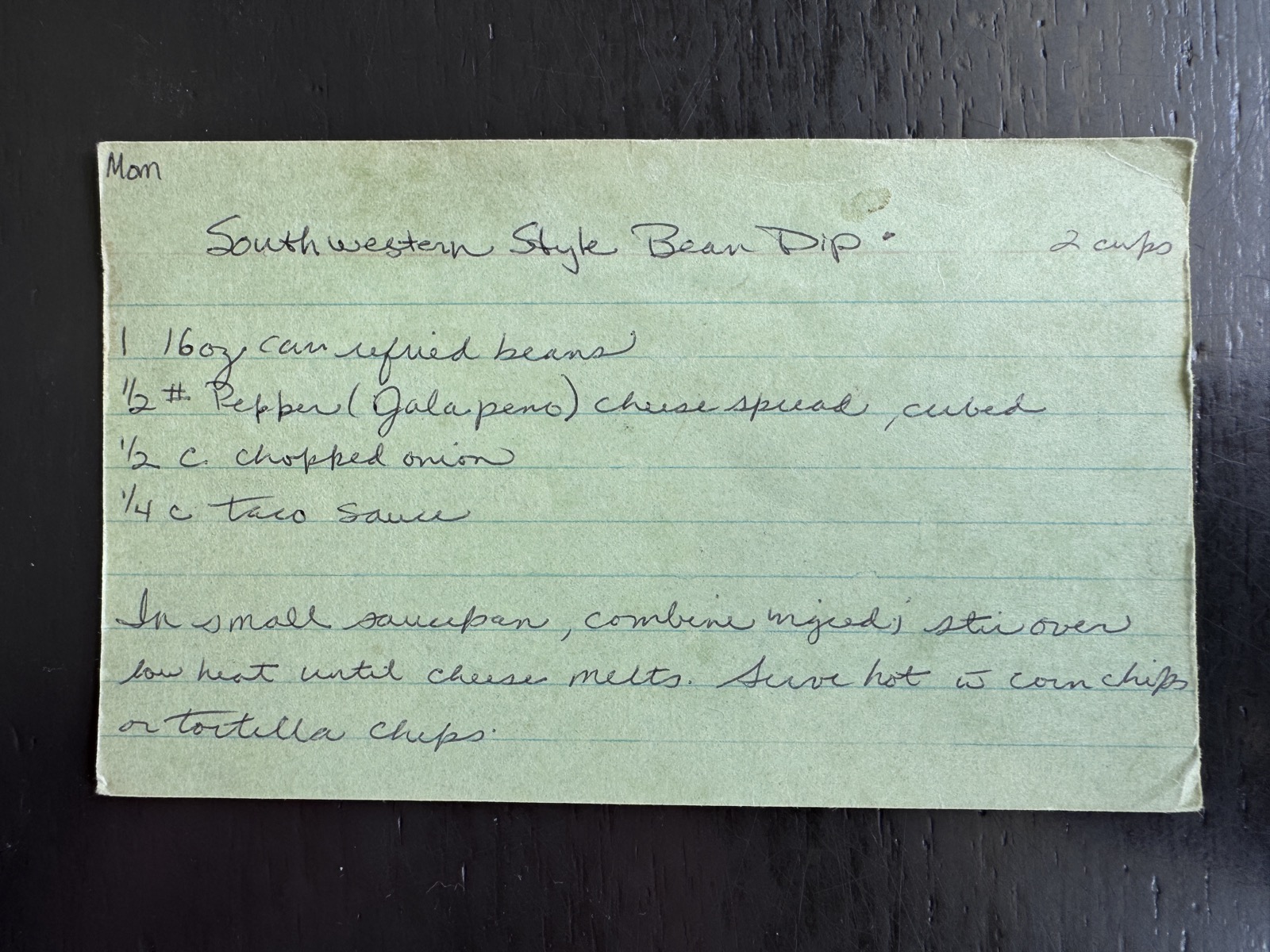 Recipe card preview for Southwestern Style Bean Dip