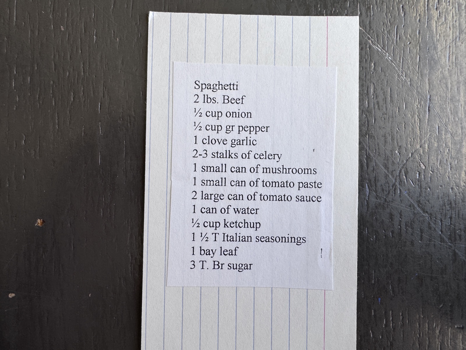 Recipe card preview for Spaghetti