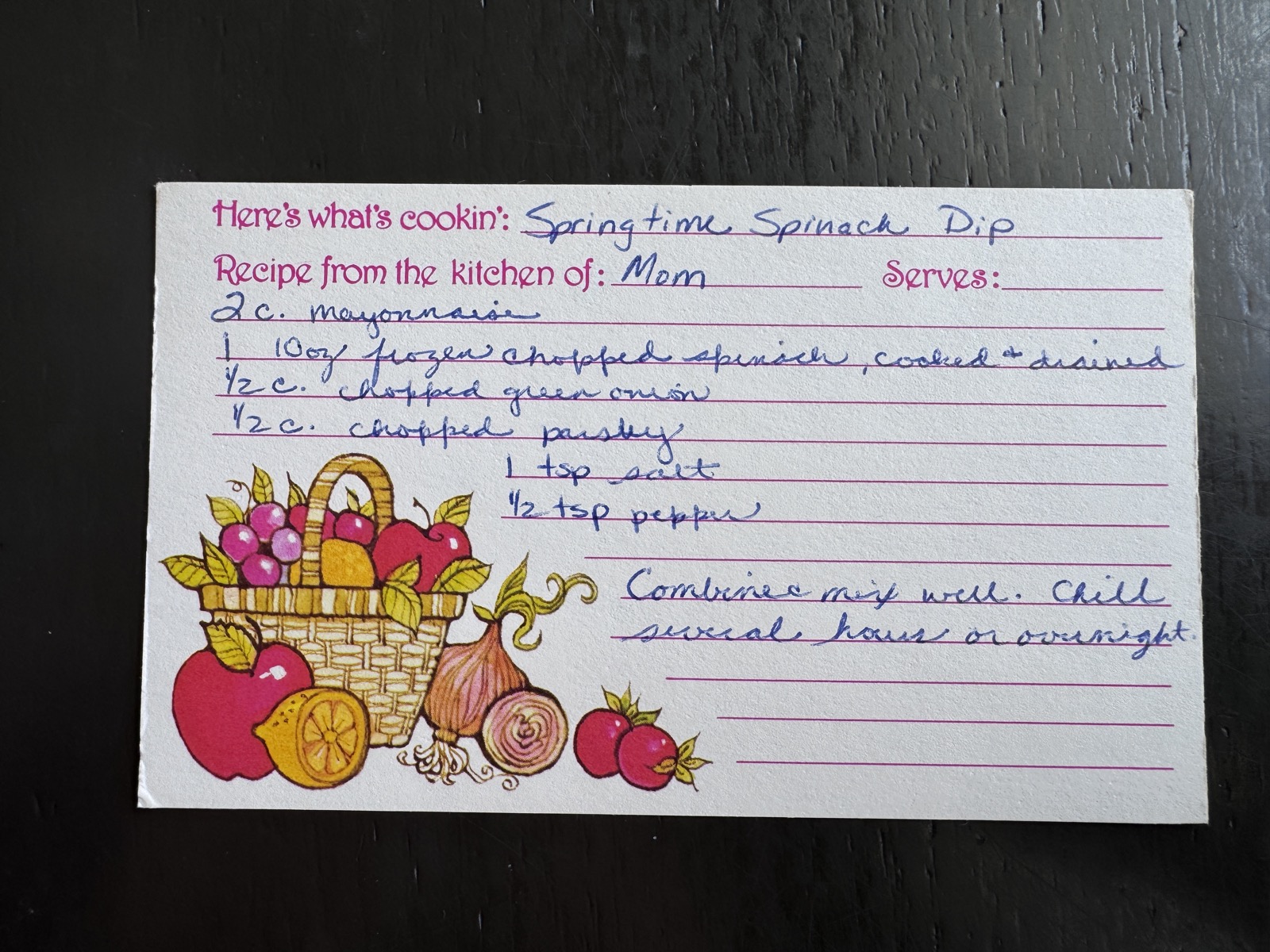 Recipe card preview for Springtime Spinach Dip
