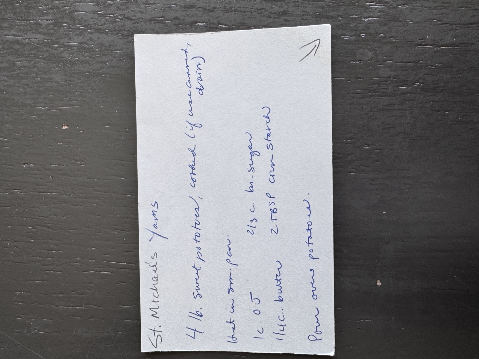 Recipe card preview for St. Michael's Yams