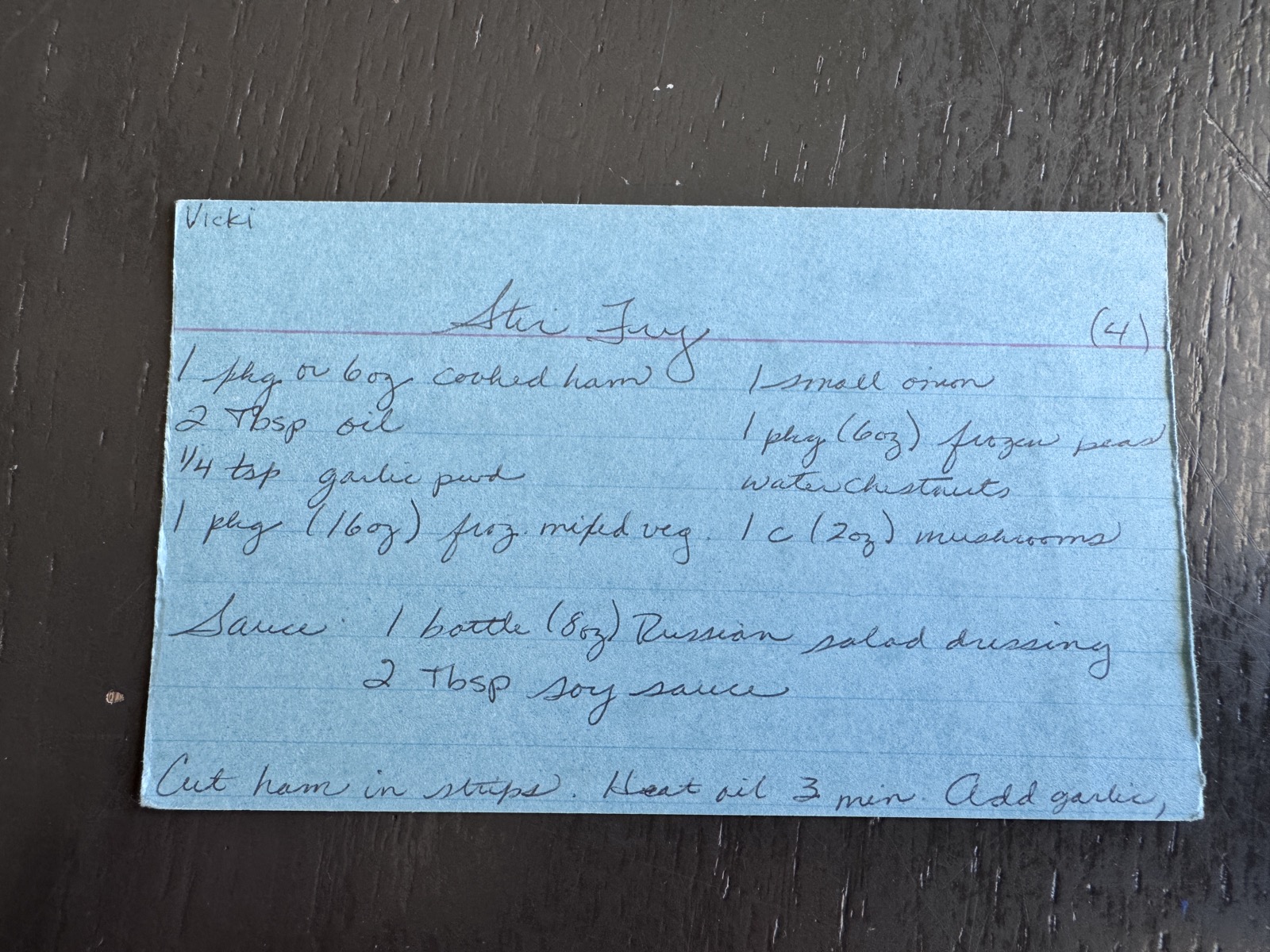 Recipe card preview for Stir Fry