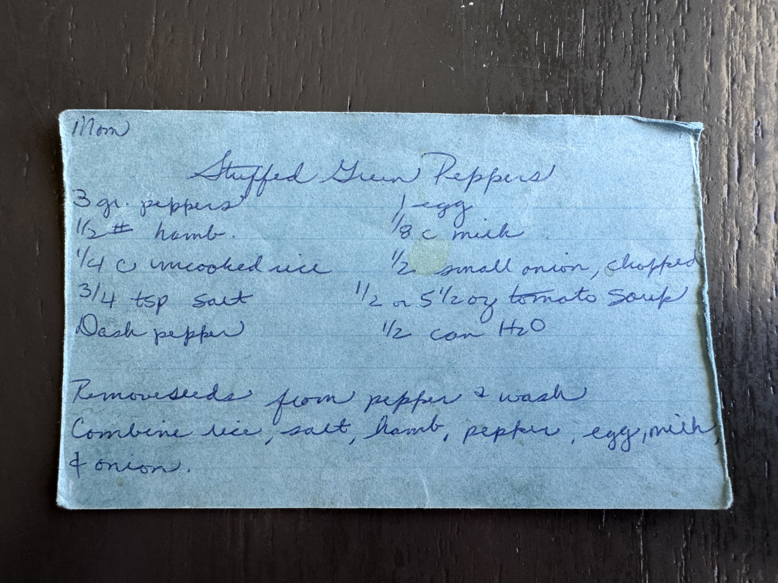 Recipe card preview for Stuffed Green Peppers