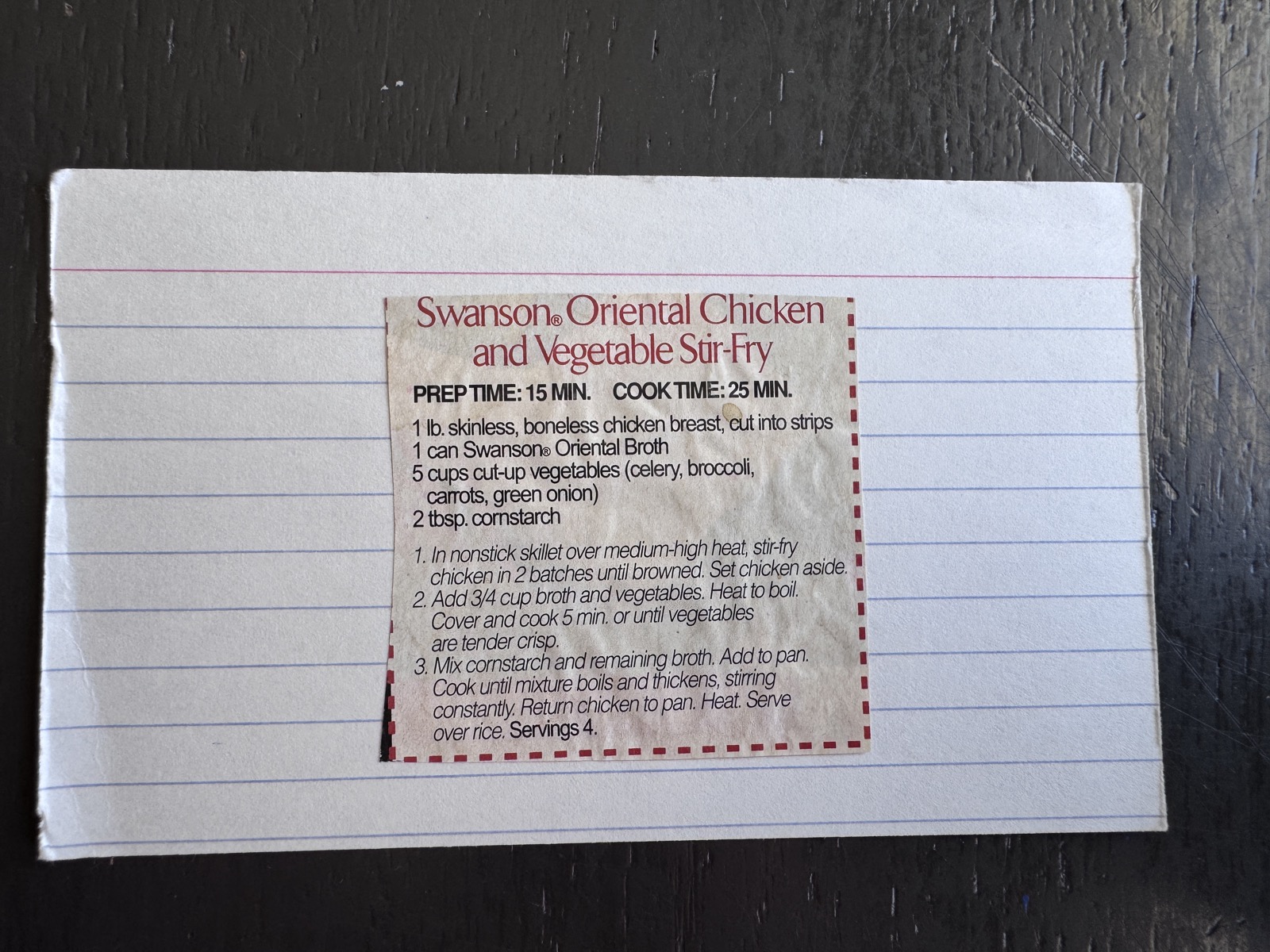 Recipe card preview for Swanson Oriental Chicken and Vegetable Stir-Fry