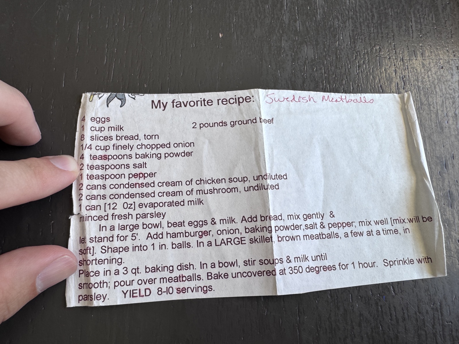 Recipe card preview for Swedish Meatballs