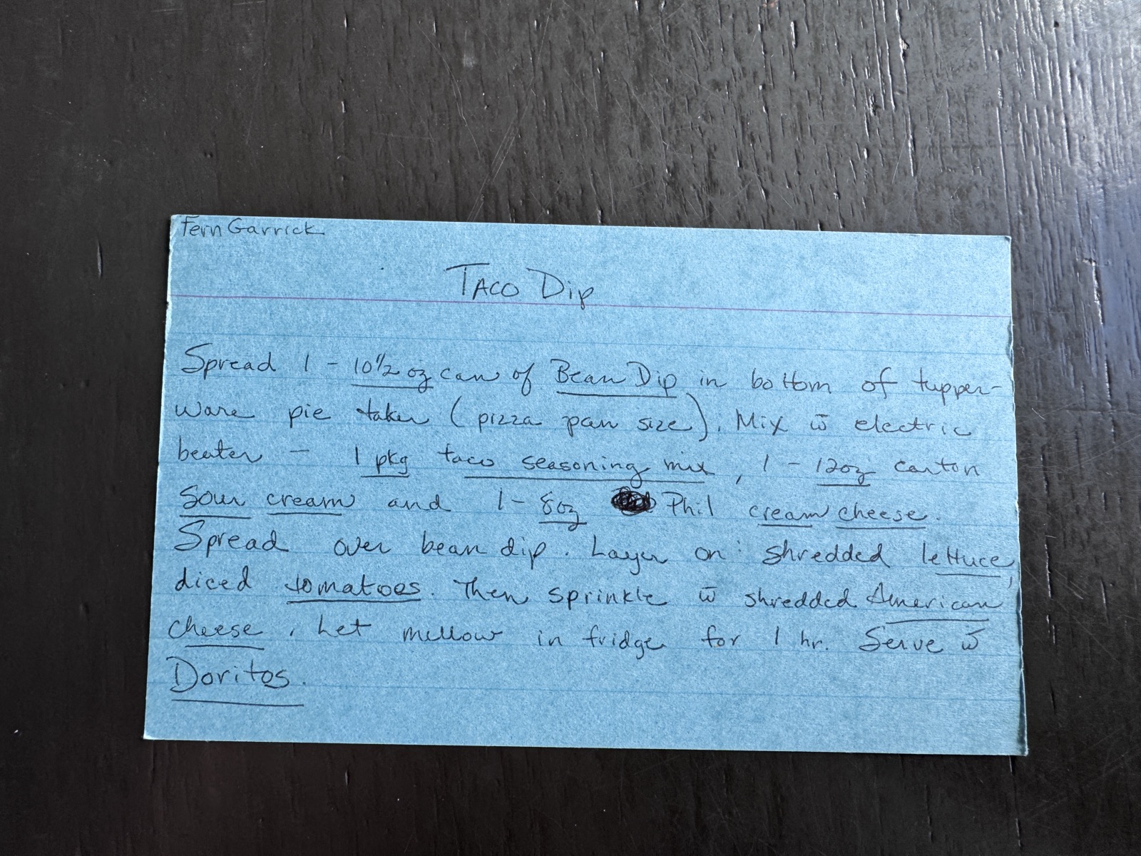Recipe card preview for Taco Dip