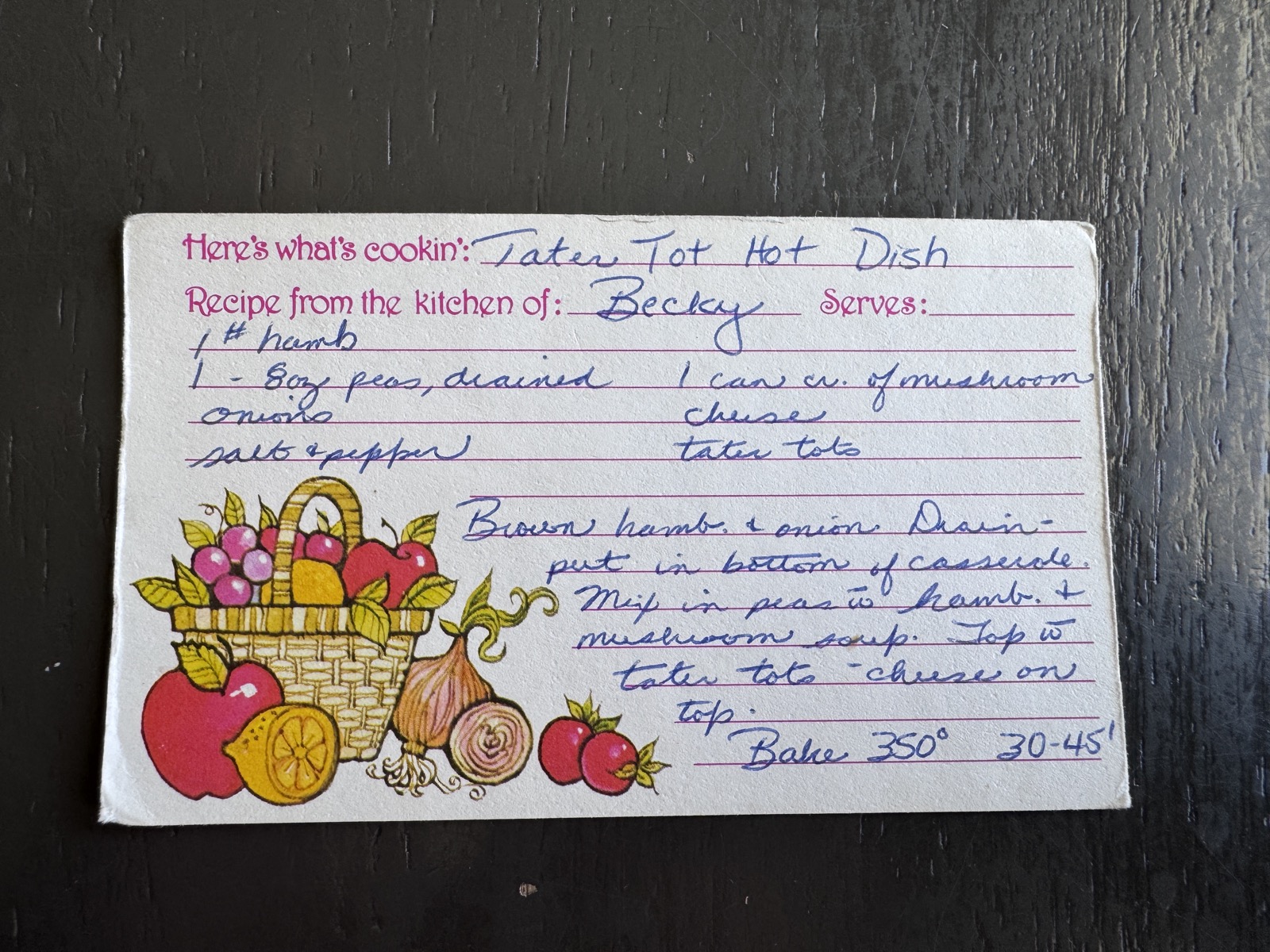 Recipe card preview for Tater Tot Hot Dish