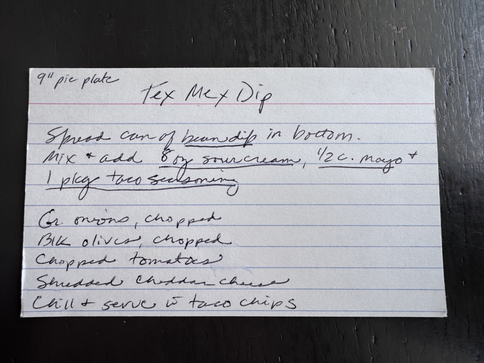 Recipe card preview for Tex Mex Dip