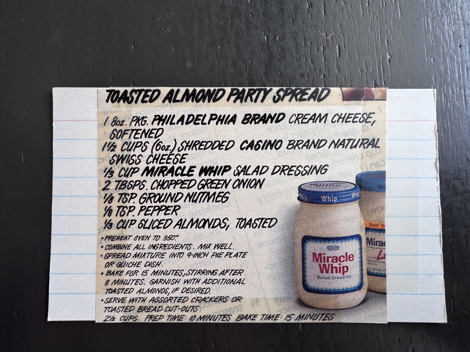 Recipe card preview for TOASTED ALMOND PARTY SPREAD