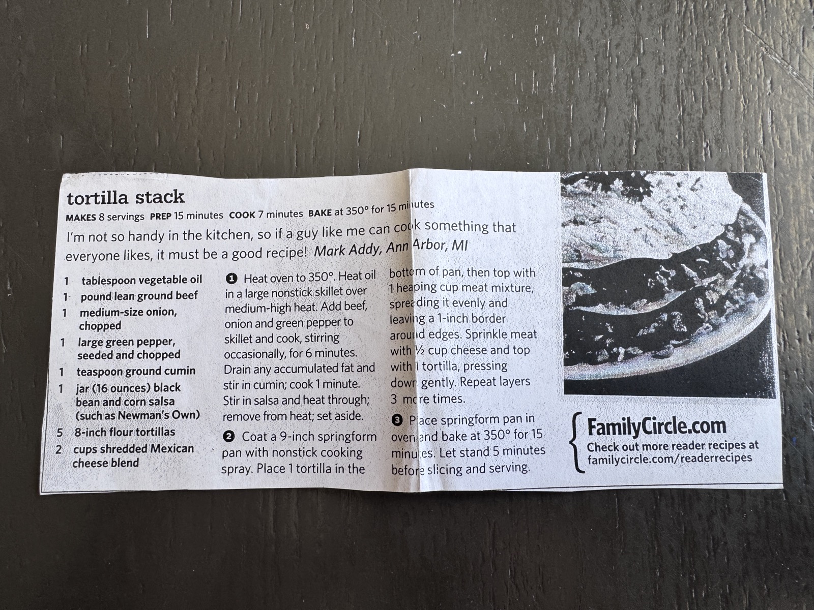 Recipe card preview for Tortilla Stack