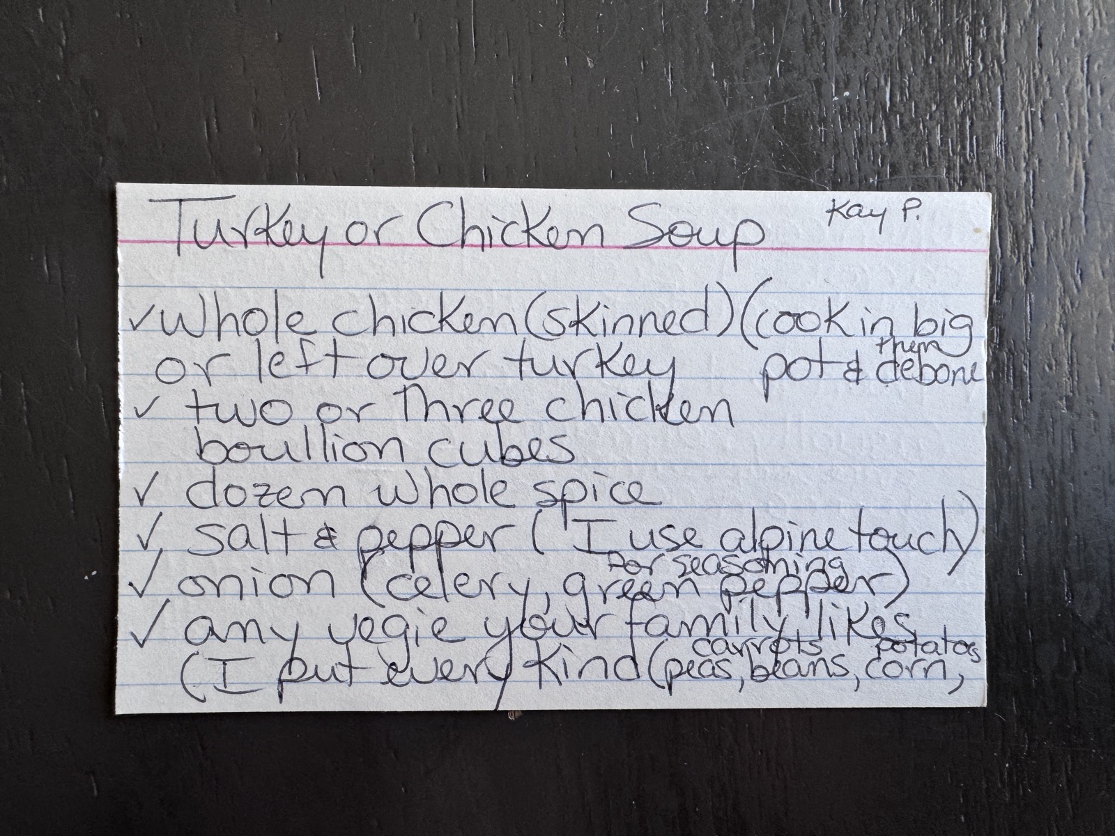 Recipe card preview for Turkey or Chicken Soup