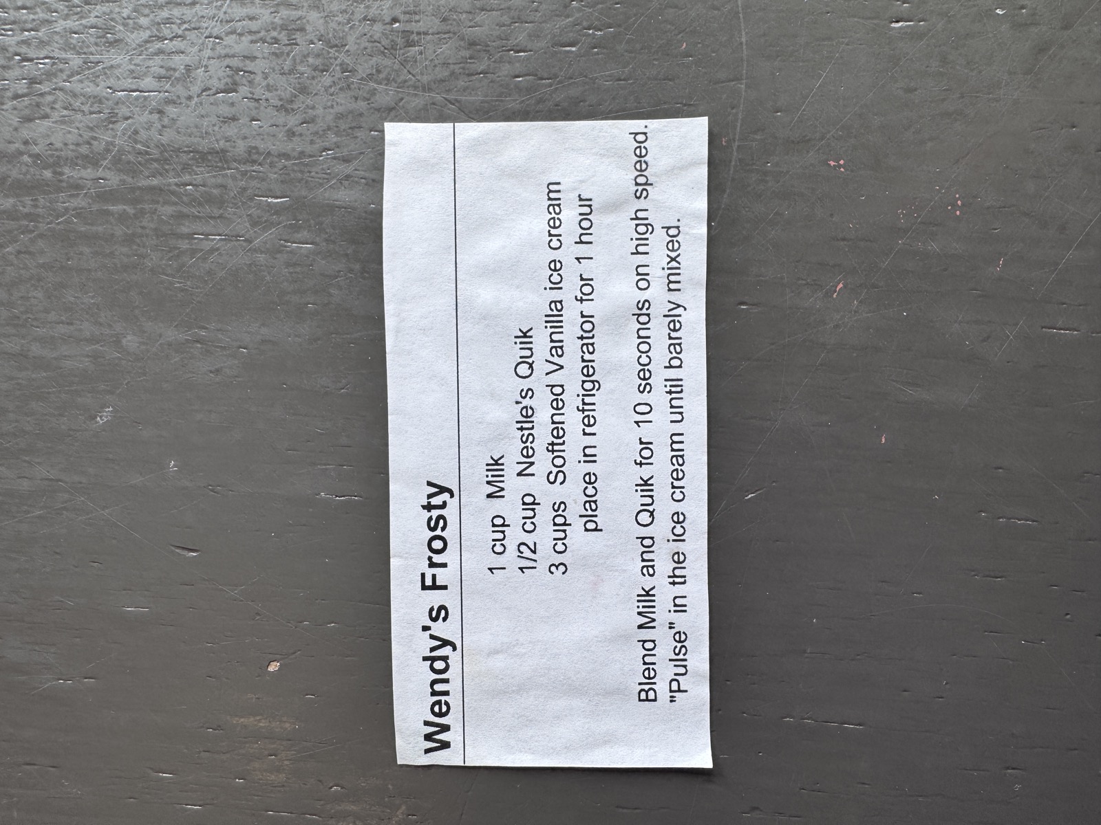 Recipe card preview for Wendy's Frosty