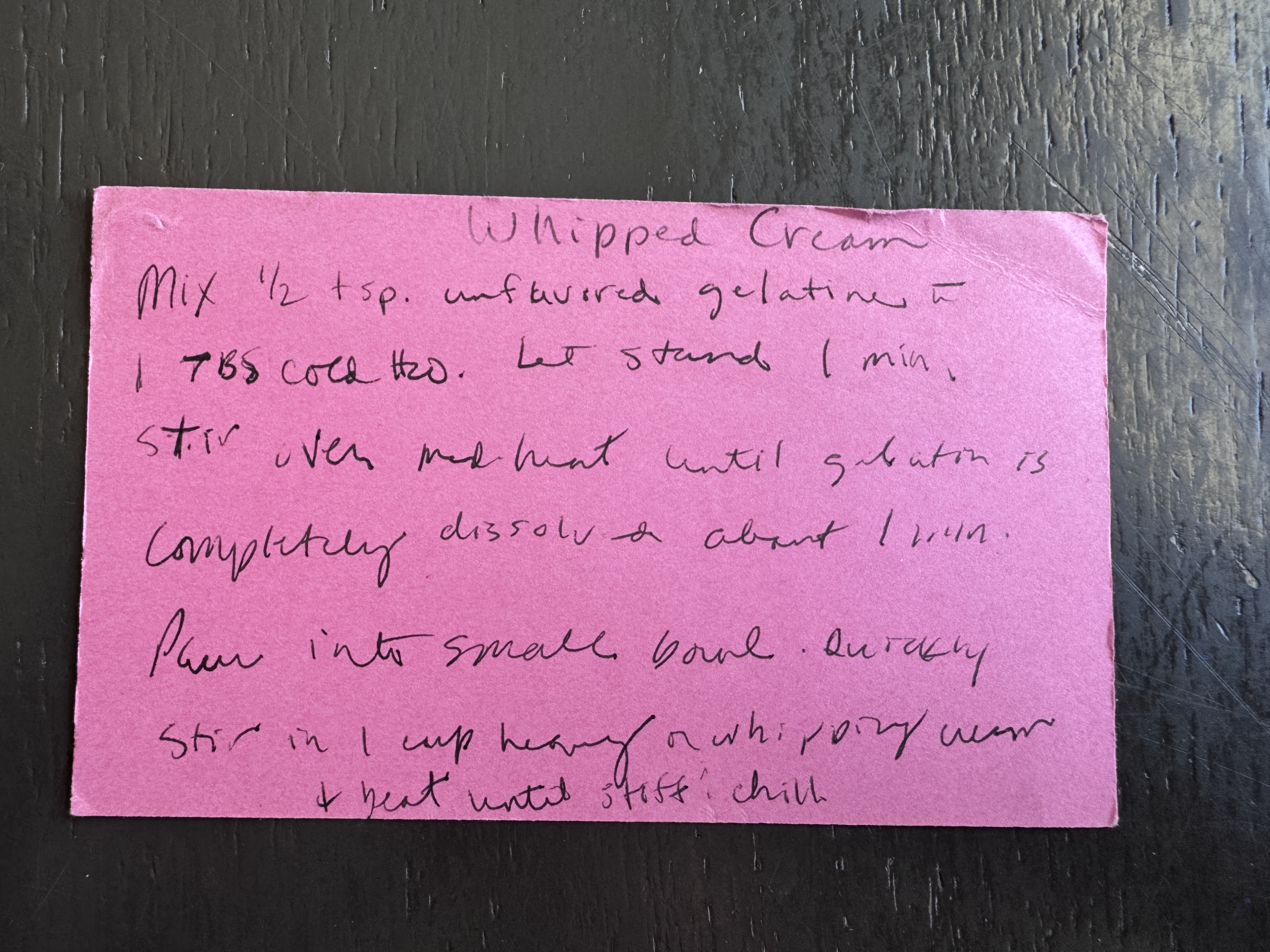 Recipe card preview for Whipped Cream