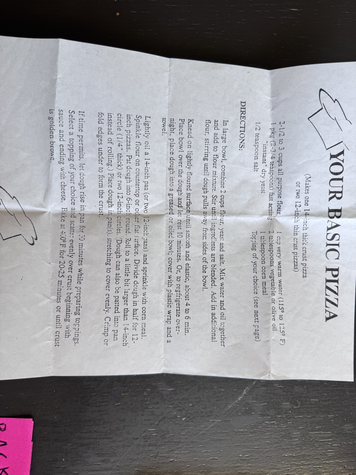 Recipe card preview for Your Basic Pizza
